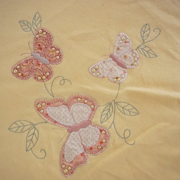 Top Stitch Yellow Butterfly Embroidered Sweatshirt Cottagecore Grandmacore XL - Picture 7 of 8